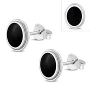 Black Onyx Oval Earrings - e368